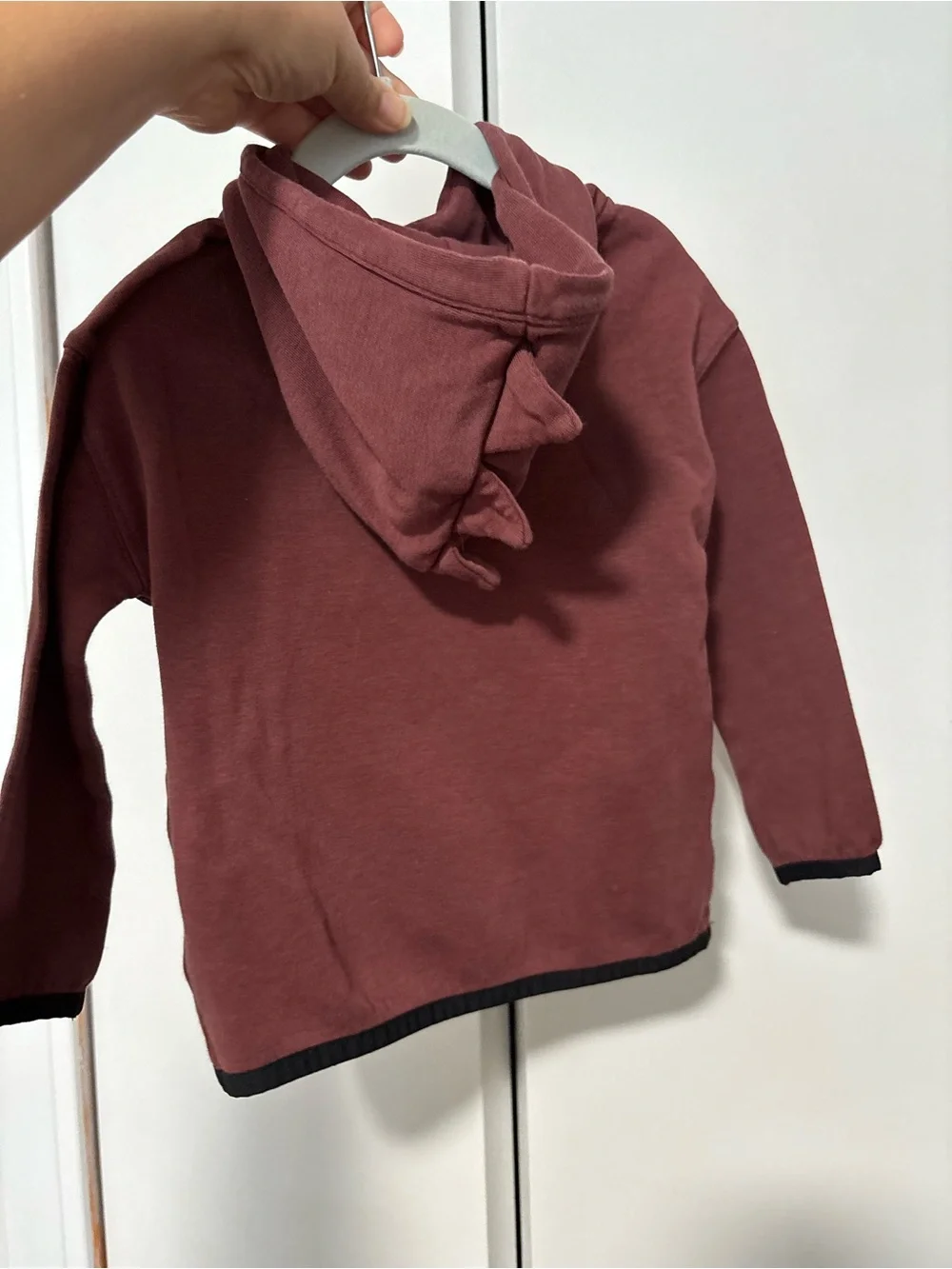 Gap 3T Long Sleeve Hoodie with Embossed Dinosaur - Burgundy
